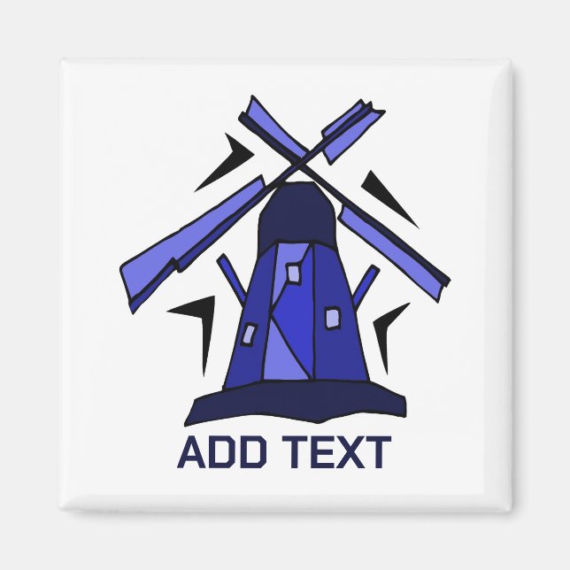 Imán Molino de viento azul holandés (Frente)