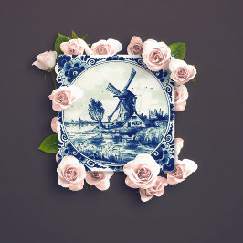 Imán Molino de viento Delft Blue Vintage y pintura de g