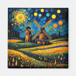 Imán Molino de viento en la noche 5