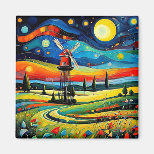 Imán Molino de viento en la noche 6
