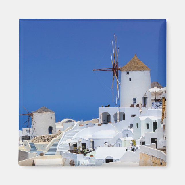 Imán Molino de viento en Oia, Santorini, Grecia (Frente)