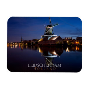 Imán Molino de viento Leidschendam con reflexión noctur
