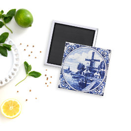 Imán Molino de viento y pintura en barco Delft Blue Vin