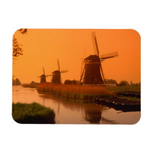 Imán Molinos de viento al atardecer, Leidschendam, País