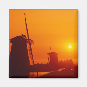 Imán Molinos de viento al atardecer, Schermerhorn, Paí