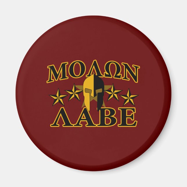 Imán Molon Labe Guerrero Espartano 5 estrellas Borgoña (Frente)
