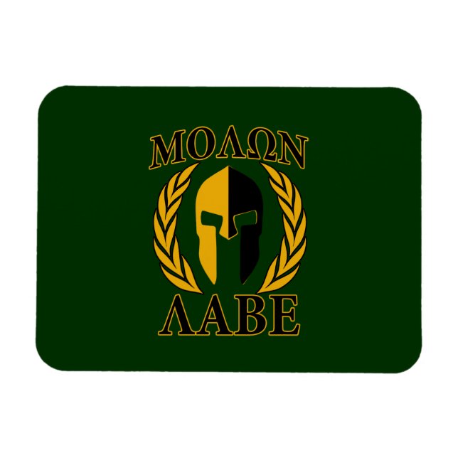 Imán Molon Labe Laurels Espartano Decoración Verde Fore (Horizontal)