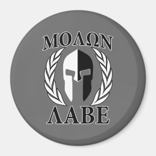 Imán Molon Labe Spartan Mask Armor Laureles Monocrome