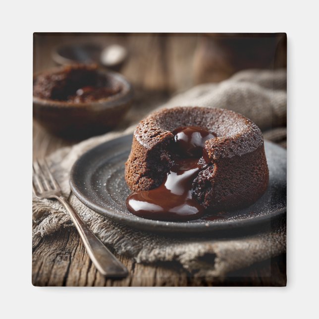 Imán Molten Chocolate Lava Dessert Art (Frente)