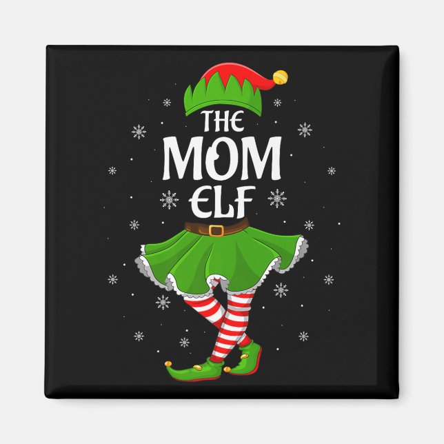 Imán Mom Elf Christmas Family Girls Women Elf Squad Xma (Frente)