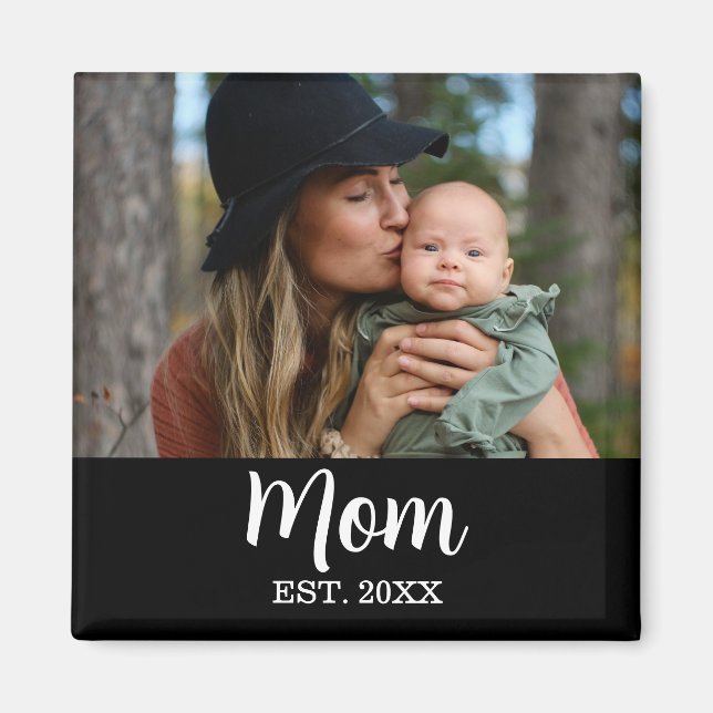 Imán Mom Established Photo Mother's Day Black (Frente)