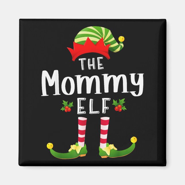 Imán Mommy Christmas Elf Matching Pajama X-mas Party  (Frente)