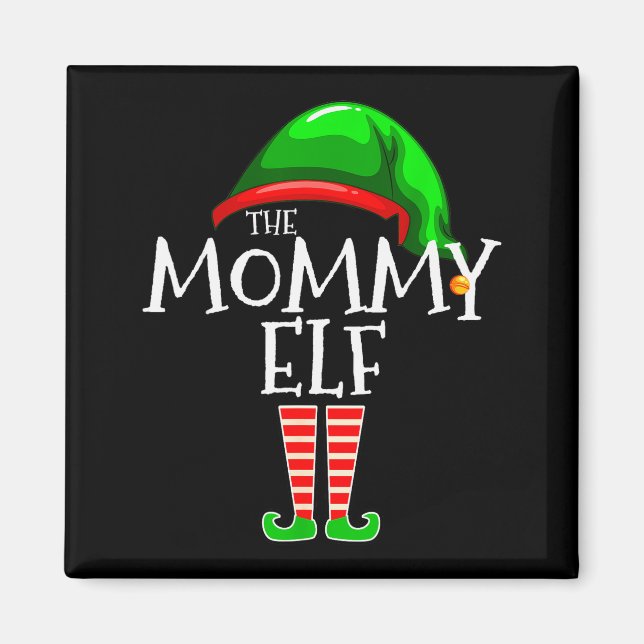 Imán Mommy Elf Family Matching Group Christmas Mom  (Frente)