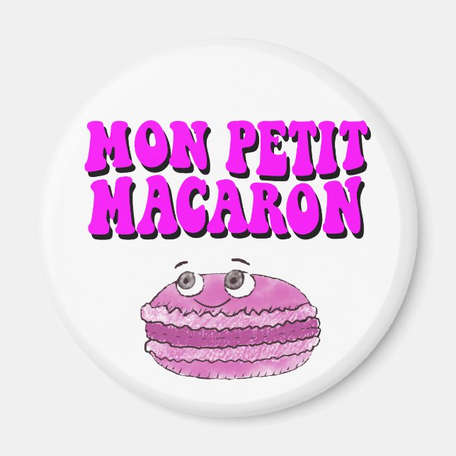 Imán Mon Petit Macaron Retro Groovy Textos (Frente)