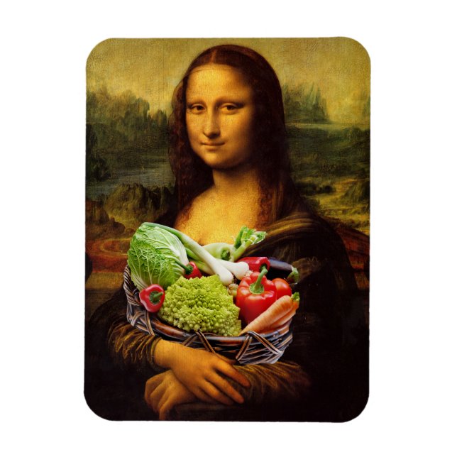 Imán Mona Lisa ama a las verduras (Vertical)