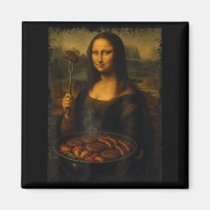 Imán Mona lisa asando barbacoa divertido 