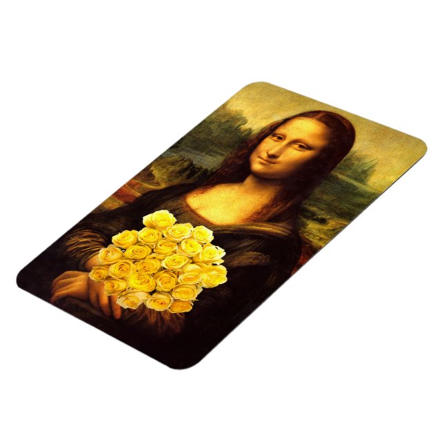 Imán Mona Lisa Con Bouquet De Rosas Amarillas (Lado Izquierdo)