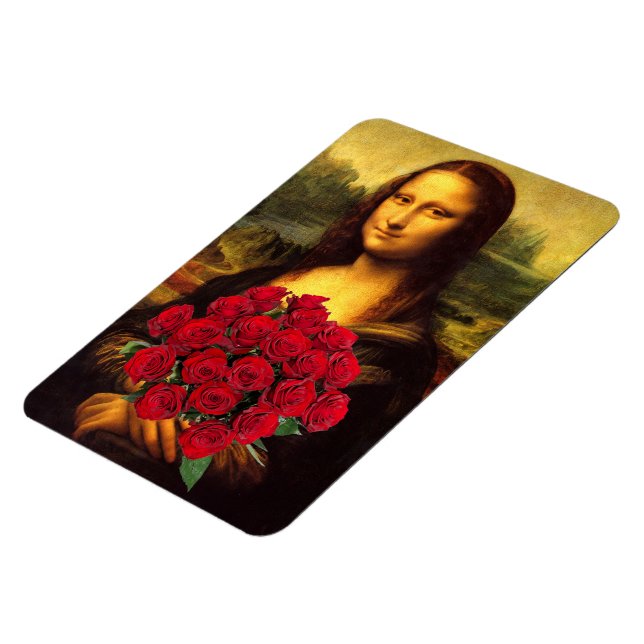 Imán Mona Lisa Con Bouquet De Rosas Rojas (Lado Izquierdo)