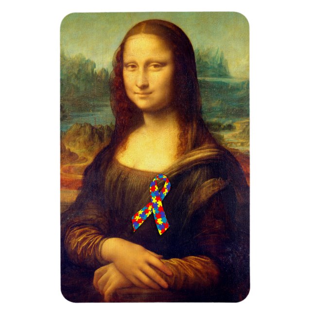 Imán Mona Lisa Con Cinta De Rompecabezas (Vertical)