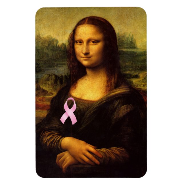 Imán Mona Lisa Con Cinta Rosa (Vertical)