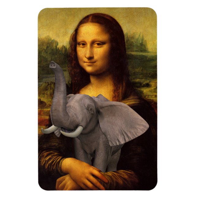 Imán Mona Lisa Con Elefante (Vertical)