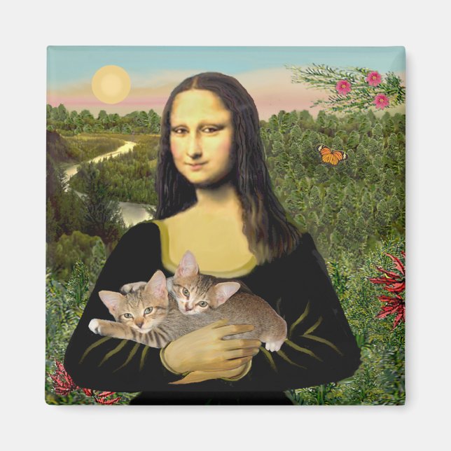 Imán Mona Lisa - Dos gatitos de tabby (Frente)