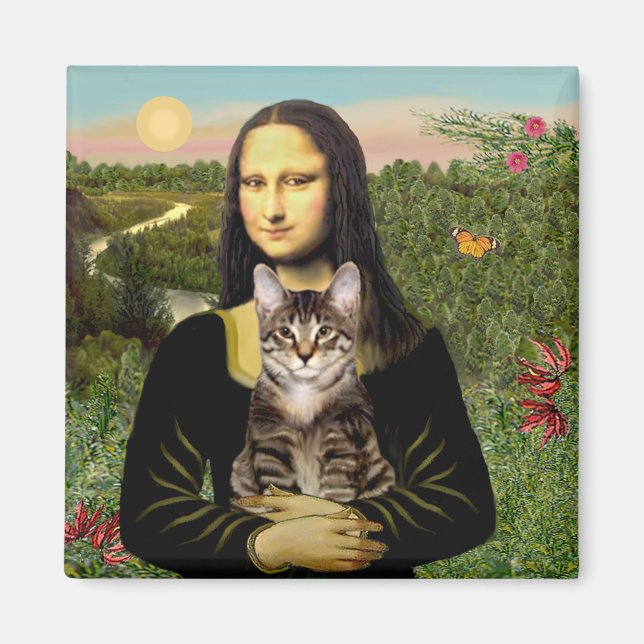 Imán Mona Lisa - Gato del tigre de Tabby Marrón (Frente)