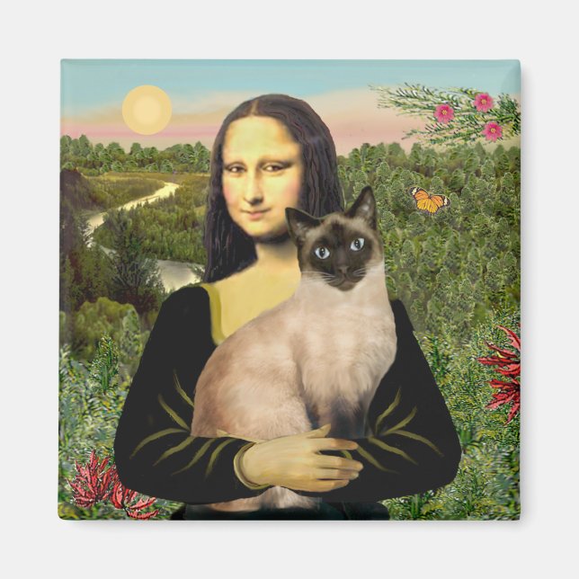Imán Mona Lisa - gato siamés de Seal Point (Frente)