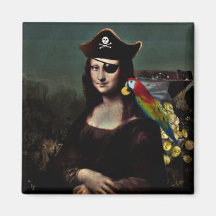 Imán Mona Lisa pirata con parche en el ojo