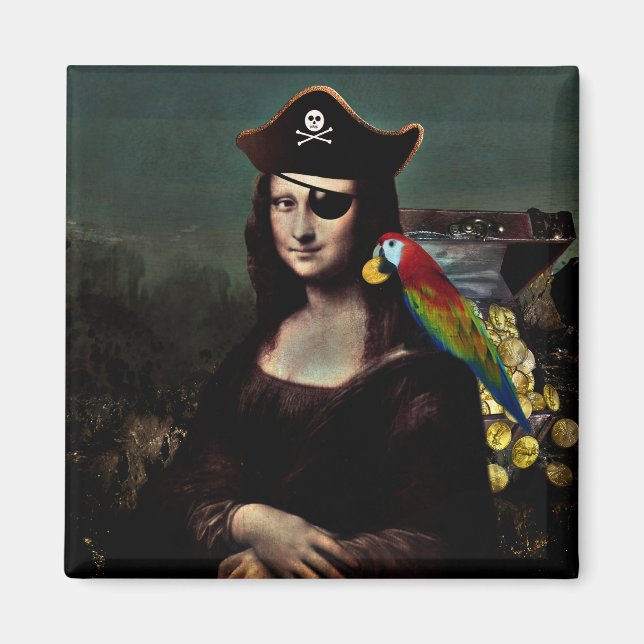 Imán Mona Lisa pirata con parche en el ojo (Frente)
