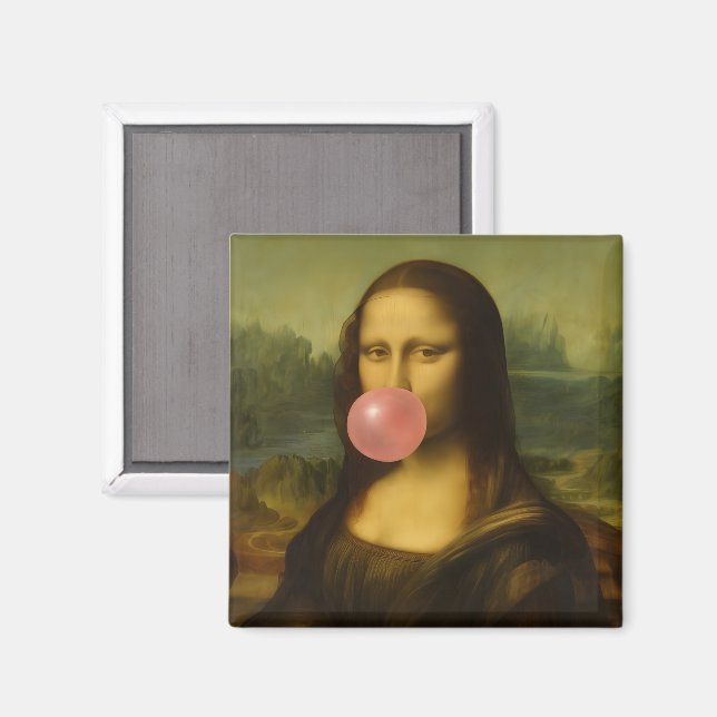 Imán Mona Lisa Soplando Goma Rosa (Anverso/Reverso)