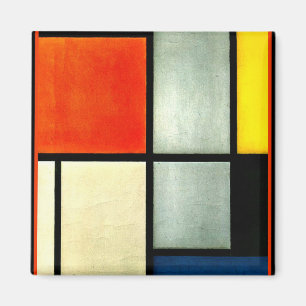 Imán Mondrian - Tableau 3 con naranja, rojo, amarillo,