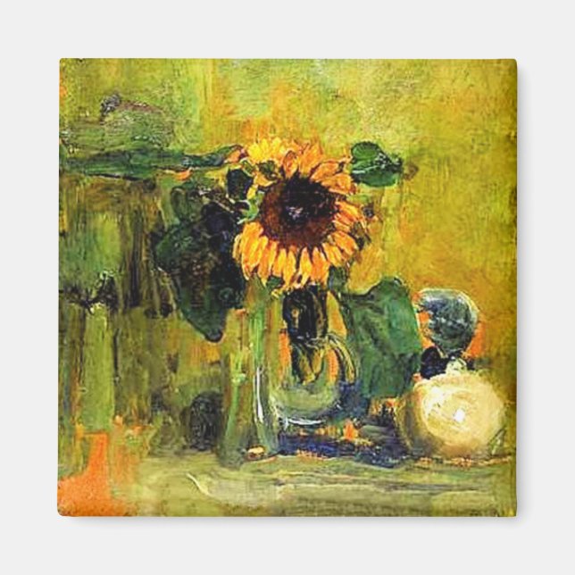 Imán Mondrian - Vida fija con girasol, (Frente)