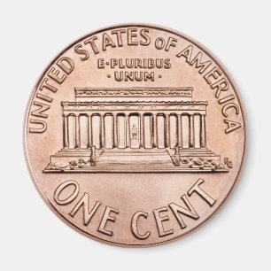 Imán Moneda de 1 céntimo de moneda de cobre en el monum