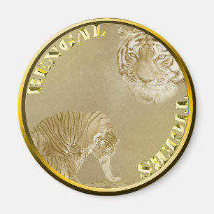 Imán Moneda de oro de los tigres de Bengala,