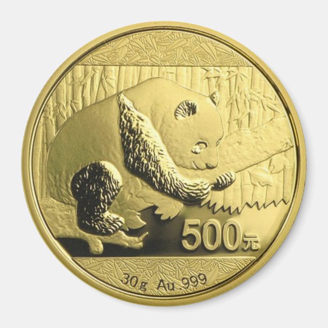 Imán Moneda de oro Panda (Frente)