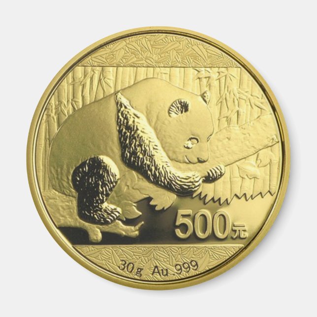 Imán Moneda de oro Panda (Frente)