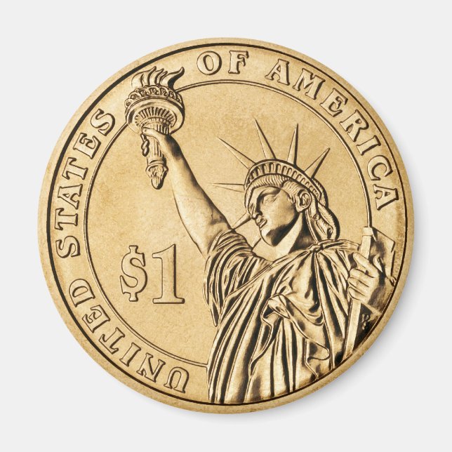 Imán Moneda presidencial de un dólar del 2007 de la Cas (Frente)