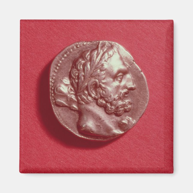 Imán Moneda púnica con la cabeza de Hamilcar Barca (Frente)