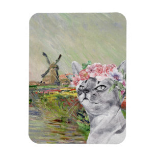 Imán Monet Champ Tulipes and Fancy Cat
