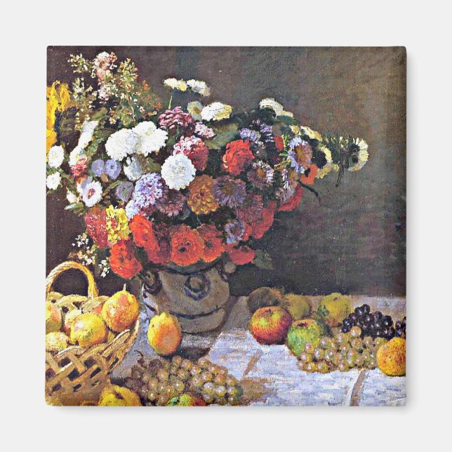 Imán Monet - Flores y fruta (Frente)