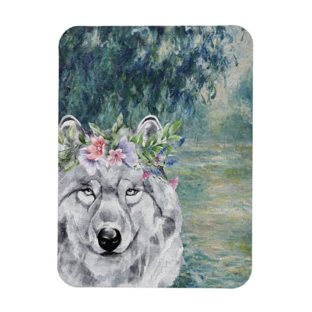 Imán Monet Morning Seine y Gray Wolf (Vertical)