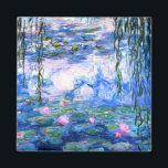 Imán Monet Pink Water Lilies<br><div class="desc">A Monet pink water lilies magnet featuring beautiful pink water lilies floating in a calm blue pond with lily pads. A great Monet gift for fans of impressionism and French art. Serene nature impressionism with lovely flowers and scenic pond landscape.</div>