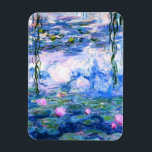 Imán Monet Pink Water Lilies<br><div class="desc">A Monet pink water lilies flexible photo magnet featuring beautiful pink water lilies floating in a calm blue pond with lily pads. A great Monet gift for fans of impressionism and French art. Serene nature impressionism with lovely flowers and scenic pond landscape.</div>