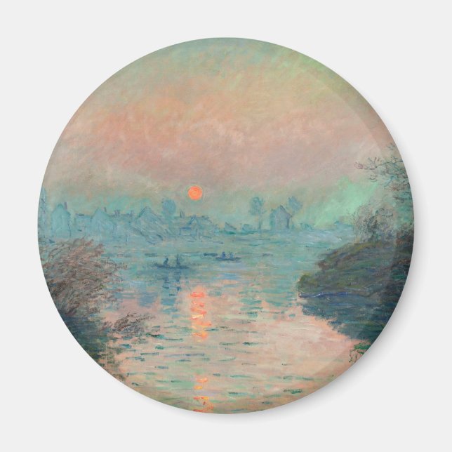 Imán Monet Sunset pintura impresionista de arte (Frente)