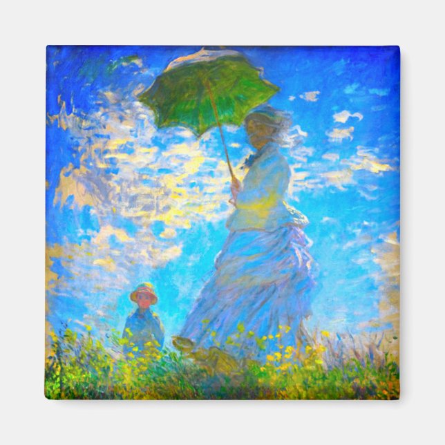 Imán Monet Woman con una sombrilla (Frente)