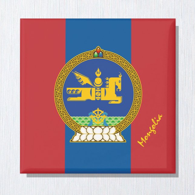 Imán Mongolia Patriótica, emblema, bandera mongola (Subido por el creador)