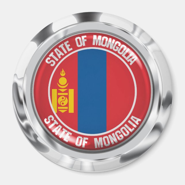 Imán Mongolia redonda Emblema (Frente)