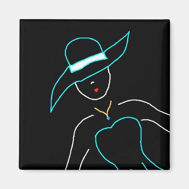 Imán Monique Fashion Plate Folk Art Magnet (Frente)