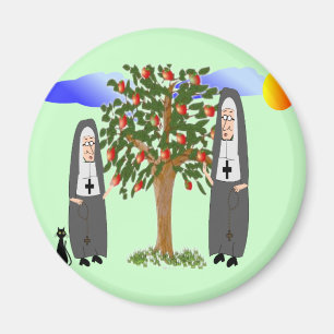 Imán Monjas robando cartas y regalos de manzanas